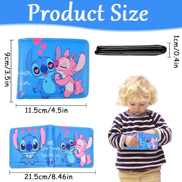 Barnplånbok pojkar, tecknad plånbok, Stitch plånbok, pengplånbok, för barn pojkar flickor tonåringar vuxna anime spel fans födelsedagspresent
