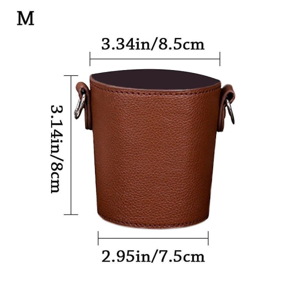 Pu Leather Bærbar koppholder, Pu Leather Cup Sleeve Kaffekoppholder med skulderstropper, Gjenbrukbar Leather Kaffe Sleeve Dark brown S