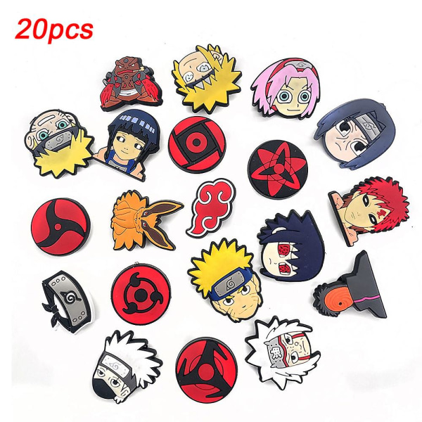 20 stk./sæt Anime Naruto sko charms, til træsko sandaler Croc sko Diy dekoration tilbehør