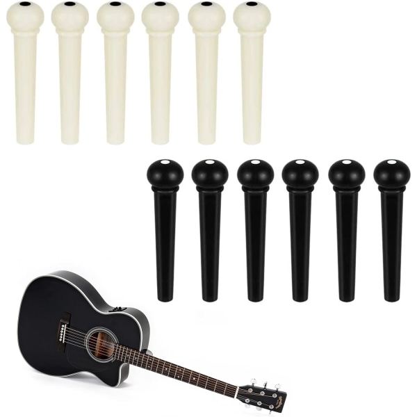 Guitar Bridge Pins, Guitar Peg, Akustisk Gitarr Peg, Folk Gitarr Peg, för strängbytestillbehör, 12 st