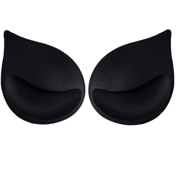 2x Kvinders BH-Top Push Up BH-Puder Indlæg Svampe Brystforstærkere Bikini Puder Black