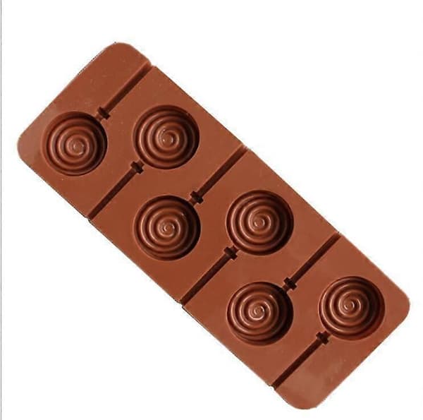 Lollipopform i silikon, sjokoladeform, typisk rund 1 stk brun