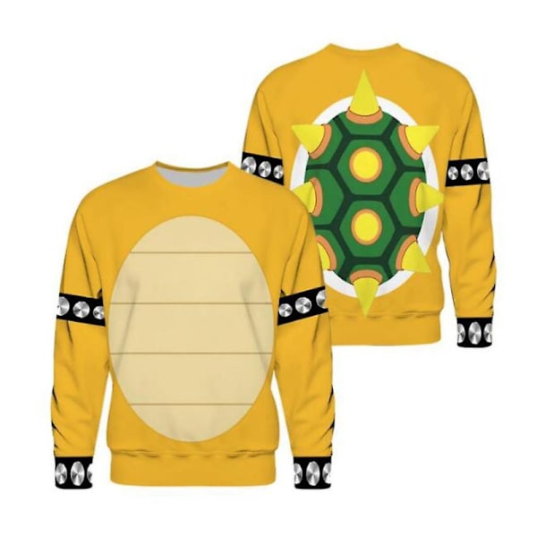 Cartoon Bowser 3D-tryckt Oversized Hoodie för Kvinnor/Män Y2k Streetwear Hip Hop Pullover Huvtröja Cosplay Kostym -a o-ringad hoodie o-neck hoodie XXS