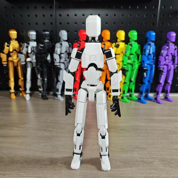 Rörliga Ledade Robotfigurer Leksaker Hållbara Slitstarka Hantverk Dekor för Sovrum White