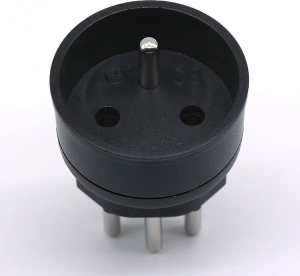 Schweiz/Liechtenstein 2-ben adapter - EU til DE/FR/IT/ES 3-ben stik (3 stk., sort)