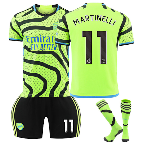 2324 Arsenal bortedrakt grønn sett med sokker No.11 MARTINELLI No.11 MARTINELLI S
