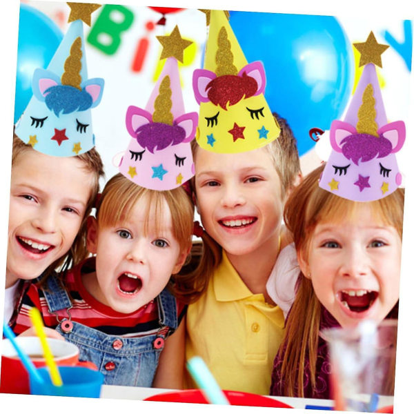 Sparkle festhatte til børn - 4 stk. Fødselsdagsfest Favor keglehatte, første fødselsdagskasket, pigegave