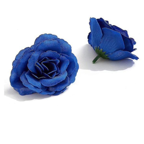 Kunstige blomster Silke Rose Blomsterhoder, 50 stk kompatibel lue (mørkeblå)