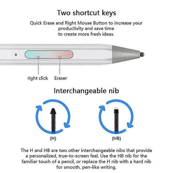 Stylus Pen til Microsoft Surface Pro 3 4 5 6 7 Pro X Surface Go 2 Laptop Book Studio til HP ASUS Tablet Magnetisk Pen Touch White