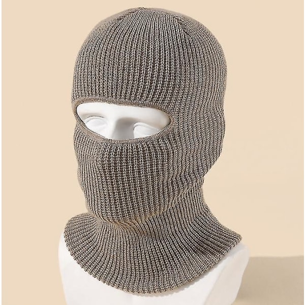 14 S Unisex Ski Mask Varm 1-hulls strikket lue Ansiktsdeksel Cap Beanies Rideluer Khaki