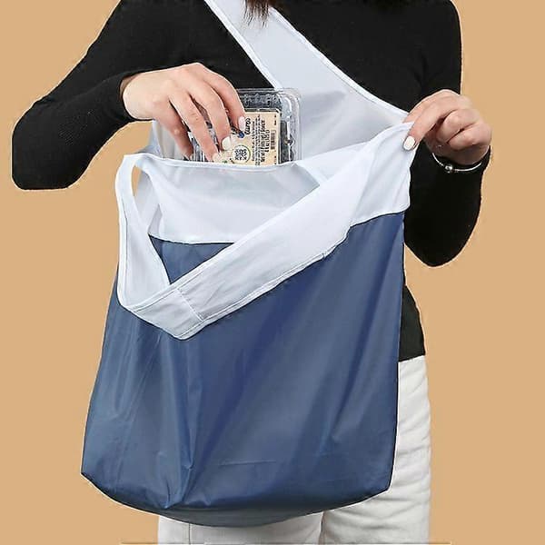 Sammenleggbar gjenbrukbar handlepose Stor kapasitet Vanntett polyester tote bag Blå