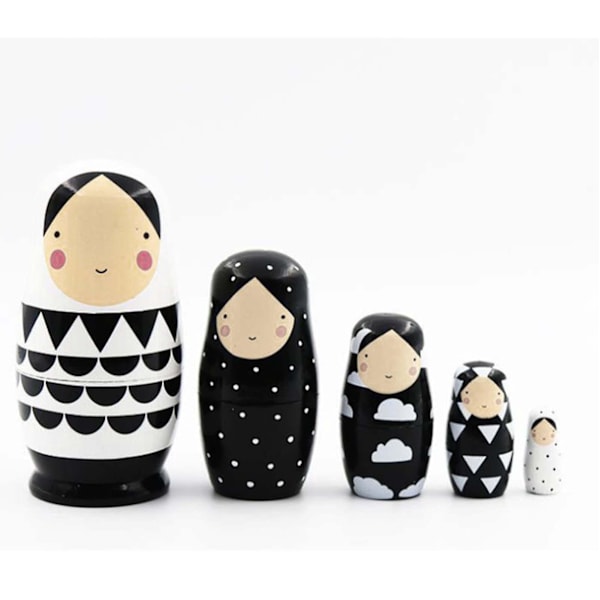 Loppumyynti Venäjän pinoaminen Puiset pesimänuket Matryoshka Set 5 kpl Multicolor