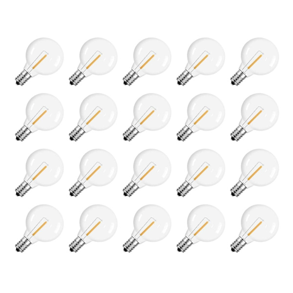 20 st G40 Led-ersättningslampor E12 Skruvsockel Splittringssäkra Led Globe-lampor för solslinga Clear