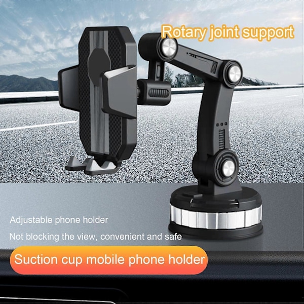 Mobiltelefonholder med Lås Sucker Stativ Opladningsport Ergonomisk Design Justerbar Foldbar 360