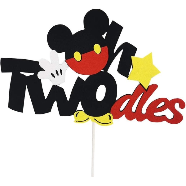 Heyteaoh Twodles Cake Topper, Mickey-tema 2-årsdagstårtdekor, andra födelsedagsfester