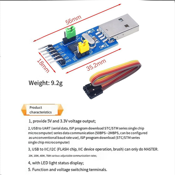 USB -Iic-sovitinmoduuli, USB -IIC-sovitinmoduuli Uart-muunninmoduuli elektroniset komponentit Photo Color