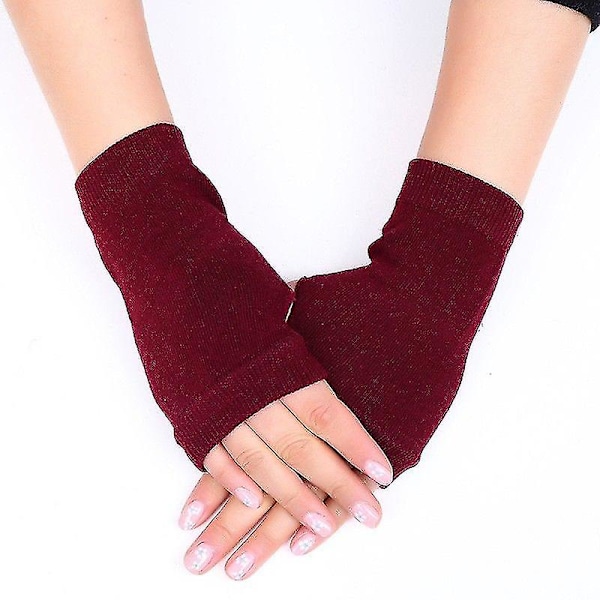 Par Vinterhandskar Dam Fingervantar Utan Fingrar Dam Cashmere Varma Vinterhandskar Handledsvärmare Vantar Black free size