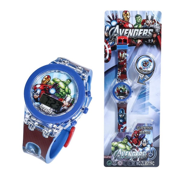 Tecknad watch för barn Spiderman Frozen Elsa Flash-klockor med justerbar rem Födelsedagspåskpresent för pojkar, flickor The Avengers