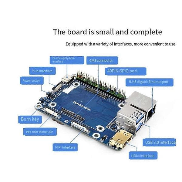 Raspberry Pi Compute Module 5 CM5 IO Utvidelsesbasekort (A), PCIe Gen3, USB 3.0, Gigabit Ethernet & 40PIN GPIO, Industriell Kvalitet CM5 Bærekort