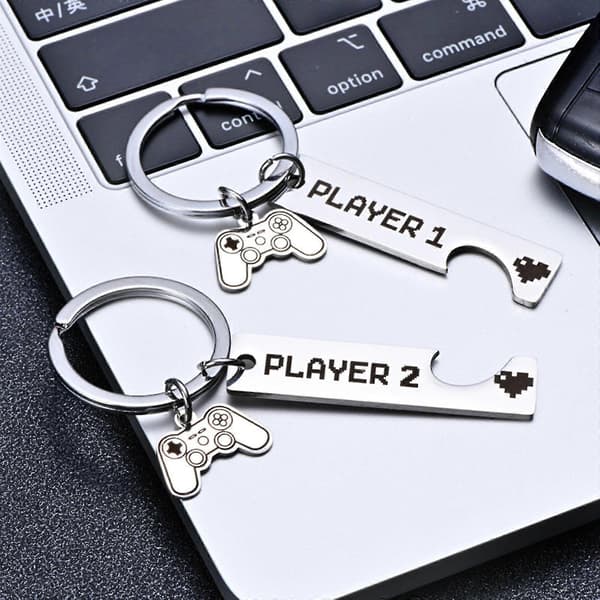 2 stykker Gamer Matchende Hjerte Puslespil Vedhæng Nøglering Til Par Bedste Venner