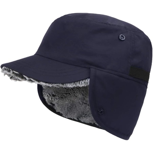 Øreklapper Cadet Hat - Nylonstof, Fuldforet med Kunstig Pels Navy 7 1/4-7 1/2