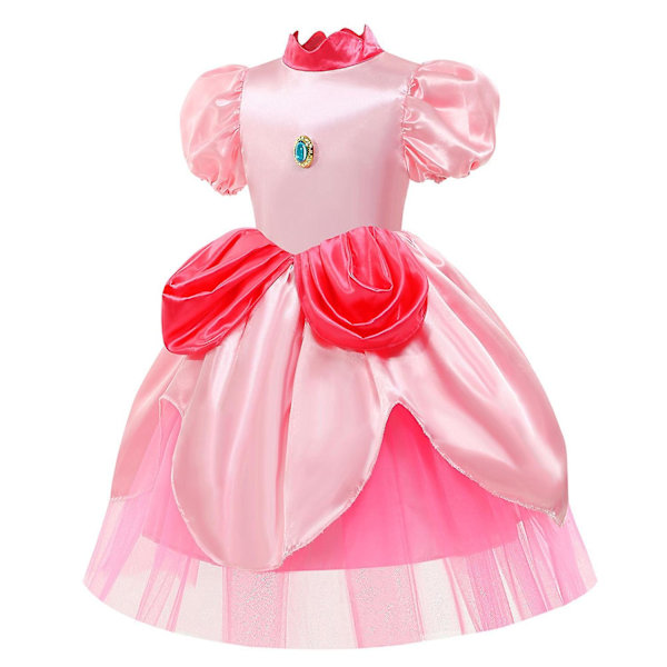 Peach Princess Klänningsset med Tillbehör för Flickor - Redo för Cosplay C 130