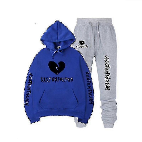 Höst/vinter Xxxtentacion Revenge Kill Hip Hop Hoodies Tröjor och Byxor Män Tvådelad Set Huvad Dräkt Sammet Shry navynavyAIxinHH XXXL