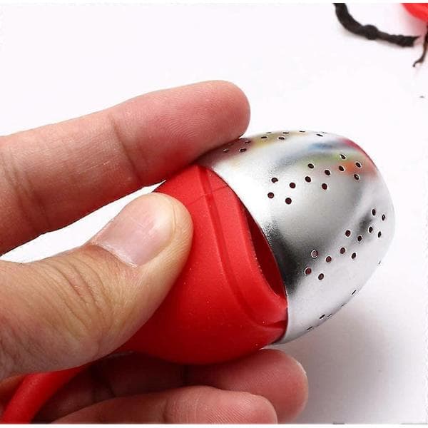 4 Stykker Te-infuser i Rustfrit Stål og Silikone - Te-si med Låg og Underkop (farve tilfældig)