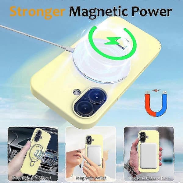 PC + silikone telefoncover med MagSafe-stativ, kompatibel med iPhone 16