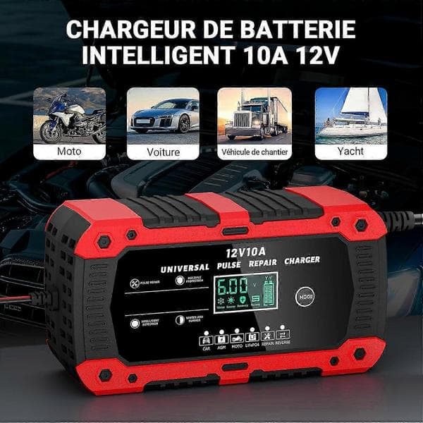 12V 10A Lithium Jernfosfat Batteri Biloplader, Smart Batterioplader, Velegnet til Biler og Motorcykler