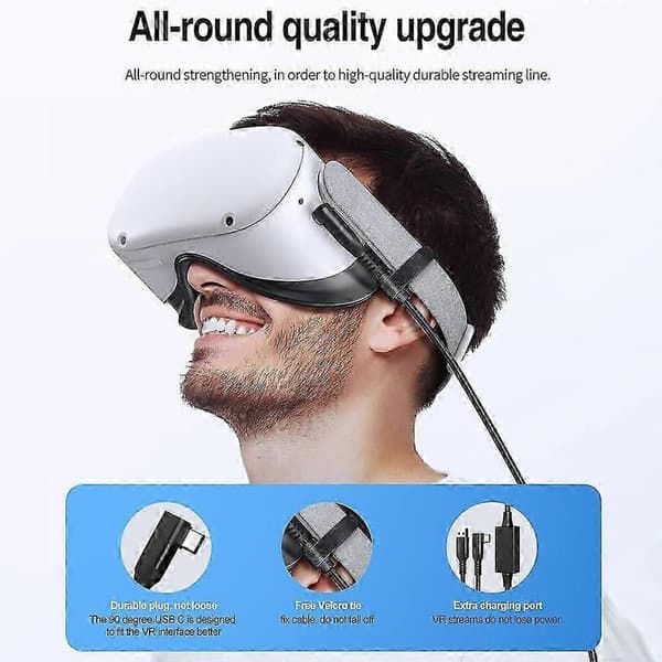 Til Meta Quest 3 PICO 4 VR Datakabel 5m USB til Type-C PC Link Streaming Hurtig Opladningsledning med Amp