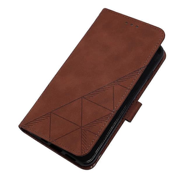 Crossbody 3D præget flip læder telefoncover til iPhone 14 Plus Brown