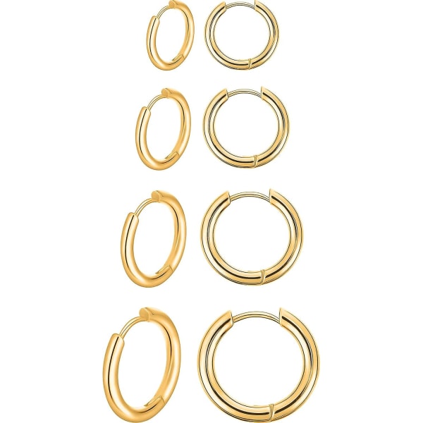 4 paria ruostumattomasta teräksestä valmistetut korvakorut pienet rustorenkaat nenähuulirenkaat miehille ja naisille Gold 12 mm*14 mm*16 mm*18 mm