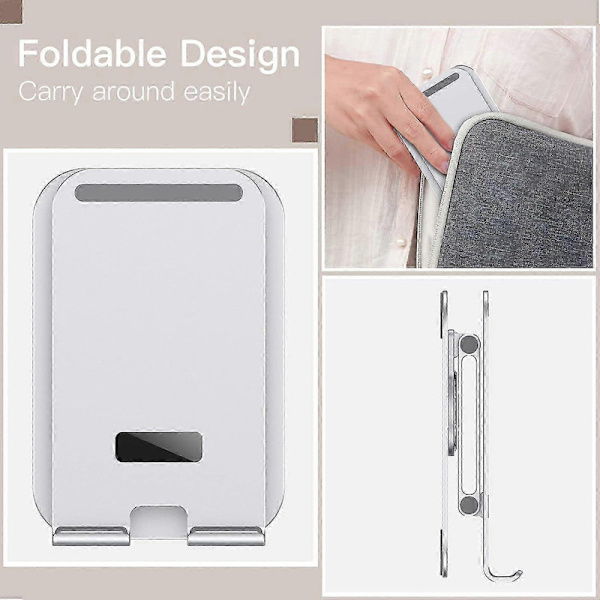 Justerbart 360° Roterande Tabletstativ för Galaxy Tab A8/A7 Lite/S8/S7, Vikbart Telefon- & Tabletthållare (4-13\"), Silver