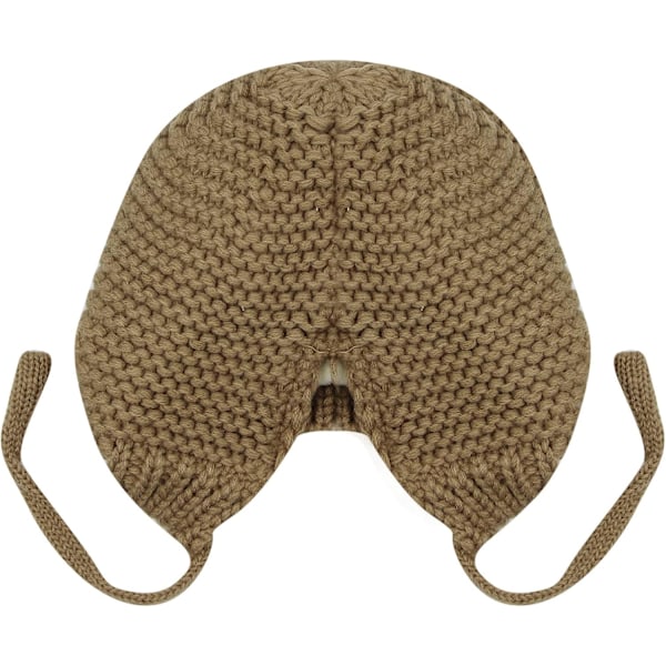 Søt Hjorte-Elg Hodeplagg Babyhatt Vinter Varmt Plysj Strikket Ørevarmer Bonnet Gutter Jenter Caps Beanie med Hakestropp Coffee One Size