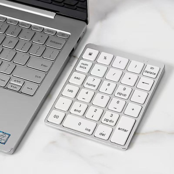 N970 Pro genopladeligt Bluetooth numerisk tastatur 28-taster letvægts aluminiumslegering eksternt tastatur Universal tastatur hvid