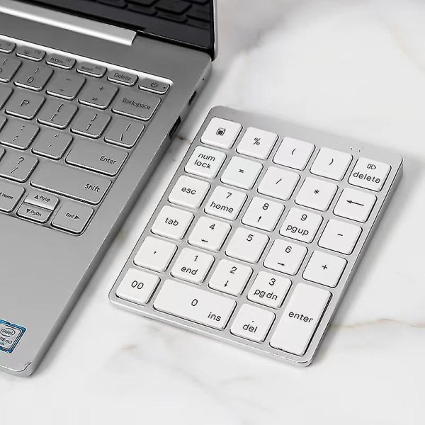 N970 Pro Uppladdningsbart Bluetooth Numeriskt Tangentbord 28-tangenter Lättvikts aluminiumlegering Externt tangentbord Universal Tangentbord Vit