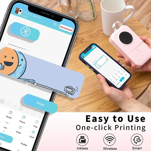Phomemo Label Maker Machine, Kannettava Bluetooth -tarratulostin D30 Teippitarratulostimella Kädessä pidettävä, useita malleja saatavana (vaaleanpunainen)