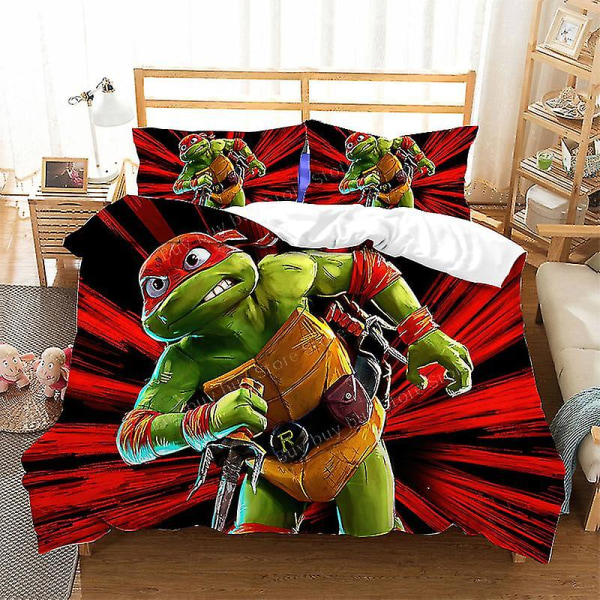 2023 Teenage Mutant Ninja Turtles Uusi elokuva vuodevaatteet set cover set lasten animehuoneen sisustus Sarjakuva cover lahja T-06 AU Double-180x210cm