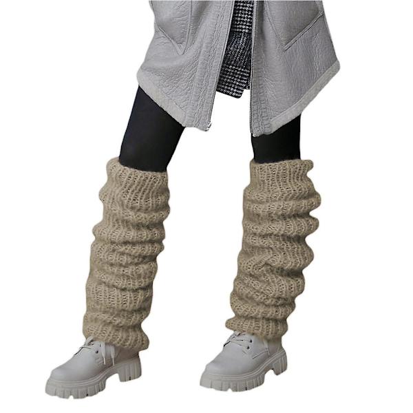Damesokker Bein Varm Strikket Lang Boot Sokker Slouch Sokker Khaki