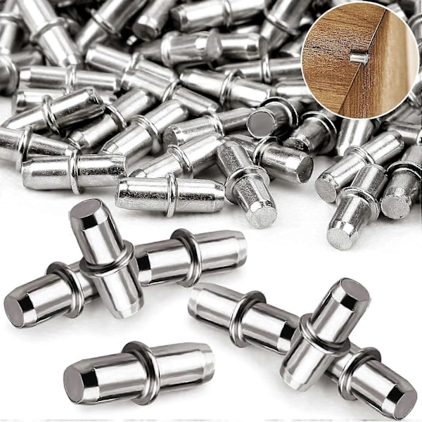 Hyldebærerpakke med 80 Hyldeknægte Diameter 5 mm Gulvstøtte med Ring Hyldeholder Hyldepinde Hyldebærer til Hylder Lavet af Massivt Stål fo