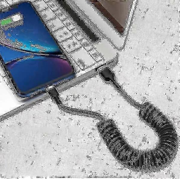 Bil Datakabel, Fjeder Udtrækkeligt Opladerkabel Egnet Til Iphone