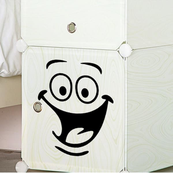 Funny Toilet Decals 2 PCS Black Smiling Wall Decals PVC Cute Wall Decals Vinyl Wallpaper 18x22cm DIY Removable Wall