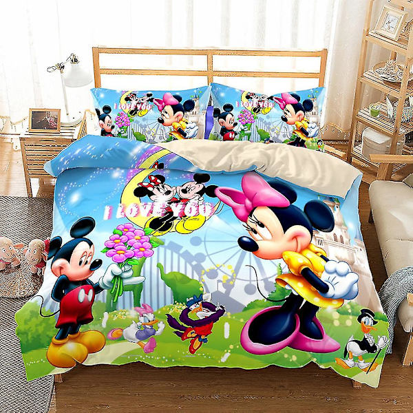 Mm01 sarjakuva Mickey Minnie 3D printed vuodevaatteet set Cover Cover Tyynyliina Lasten Joululahja AU single 140x210cm