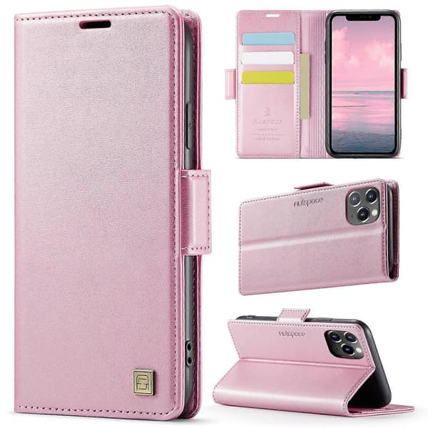 Retro læder mobiltelefonpung cover til iPhone 11 Pro Pink