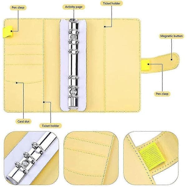 A6 PU læder notesbog-bind, 3 stk. genopfyldelig 6-rings bind med løse blade