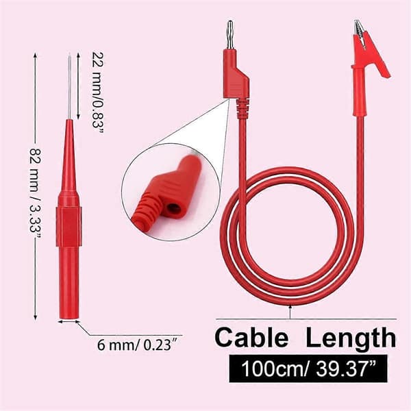 Multimeter Bananplugg til Krokodille Alligator Klemme Testprobe, Bananplugg til Bananplugg Kabel 4PC blackred