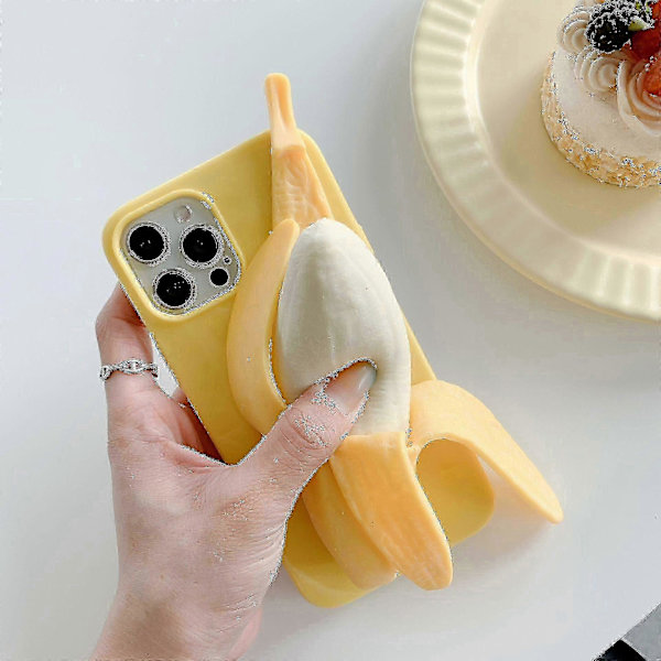 3D Gul Banan Silikone Telefon Cover til iPhone iPhone 13Pro