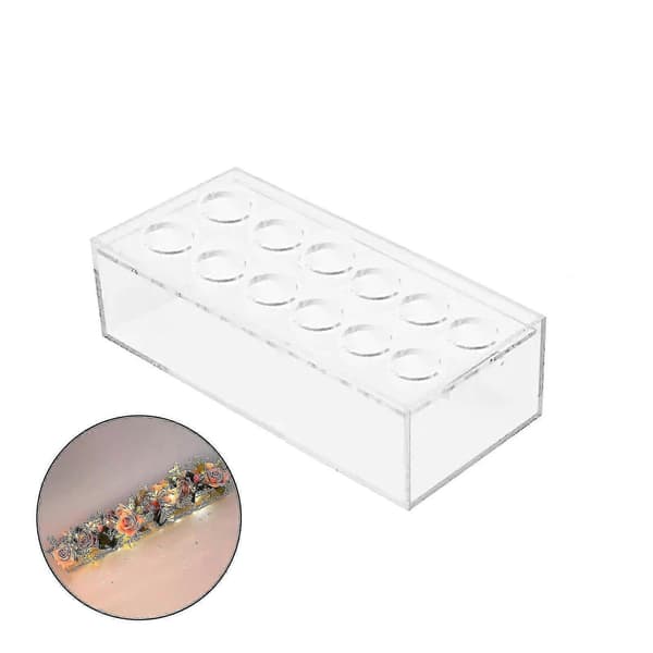 Klar Akryl Blomstervase Rektangulær Blomsterdekoration til Spisebord (med Lys) 12 holes S