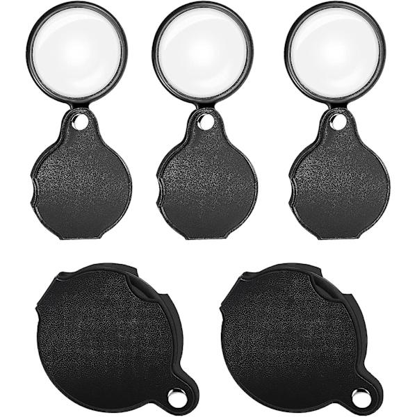 5-pack Heilwiy 10x Mini Förstoringsglas Fickförstoringsglas 50mm Fällbar Fickpresent